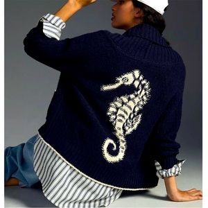 Anthropologie Maeve Seahorse Cardigan Sweater